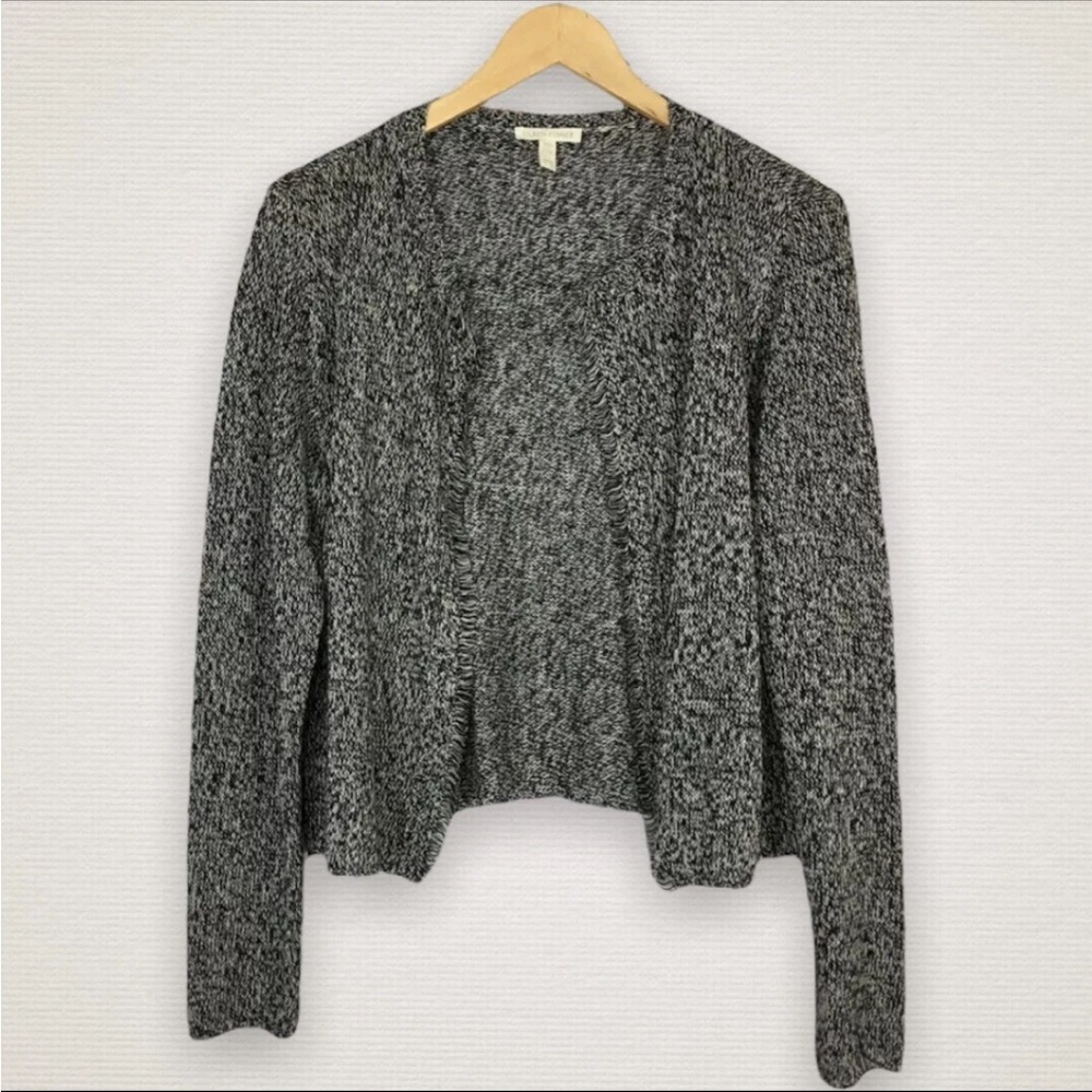Woman's Eileen Fisher Medium Marled Open Knit Fringe Cardigan Sweater Multi